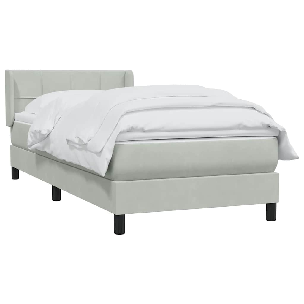 Cama com molas/colchão cinzento-claro 80x220 cm veludo