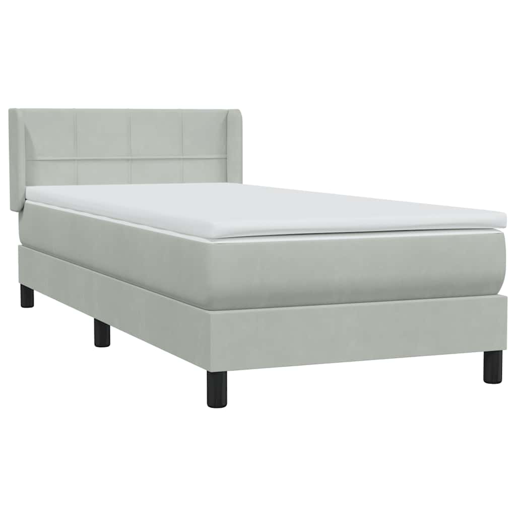 Cama com molas/colchão cinzento-claro 80x220 cm veludo