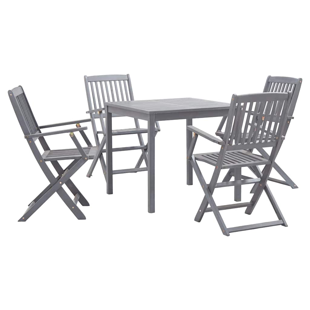 5 Pcs conjunto de jantar jardim madeira acácia maciça cinzento