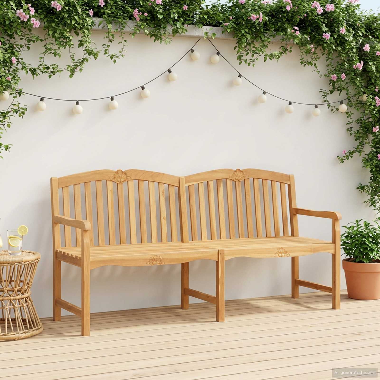 Banco rosa esculpido à mão 180,5 x 60 x 96 cm natural