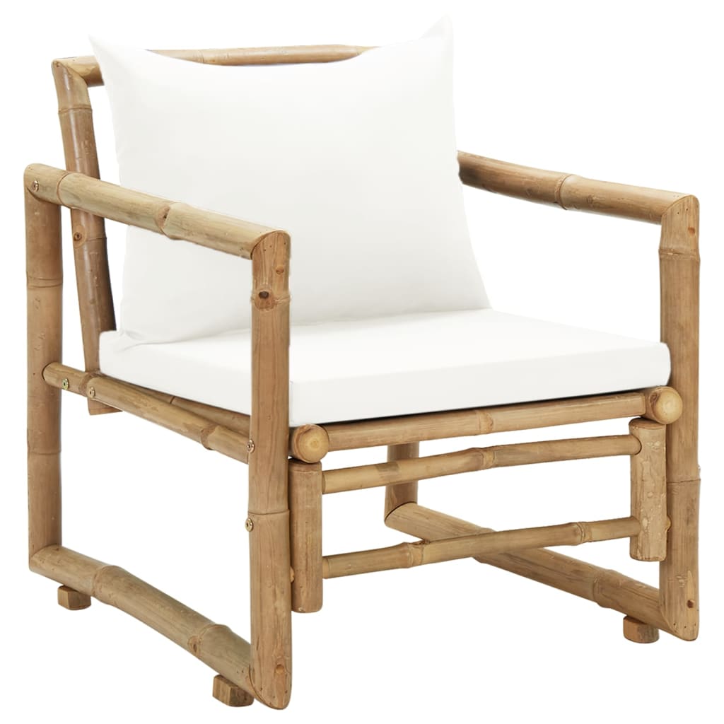 Cadeiras de jardim 2 pcs com almofadões e almofadas bambu