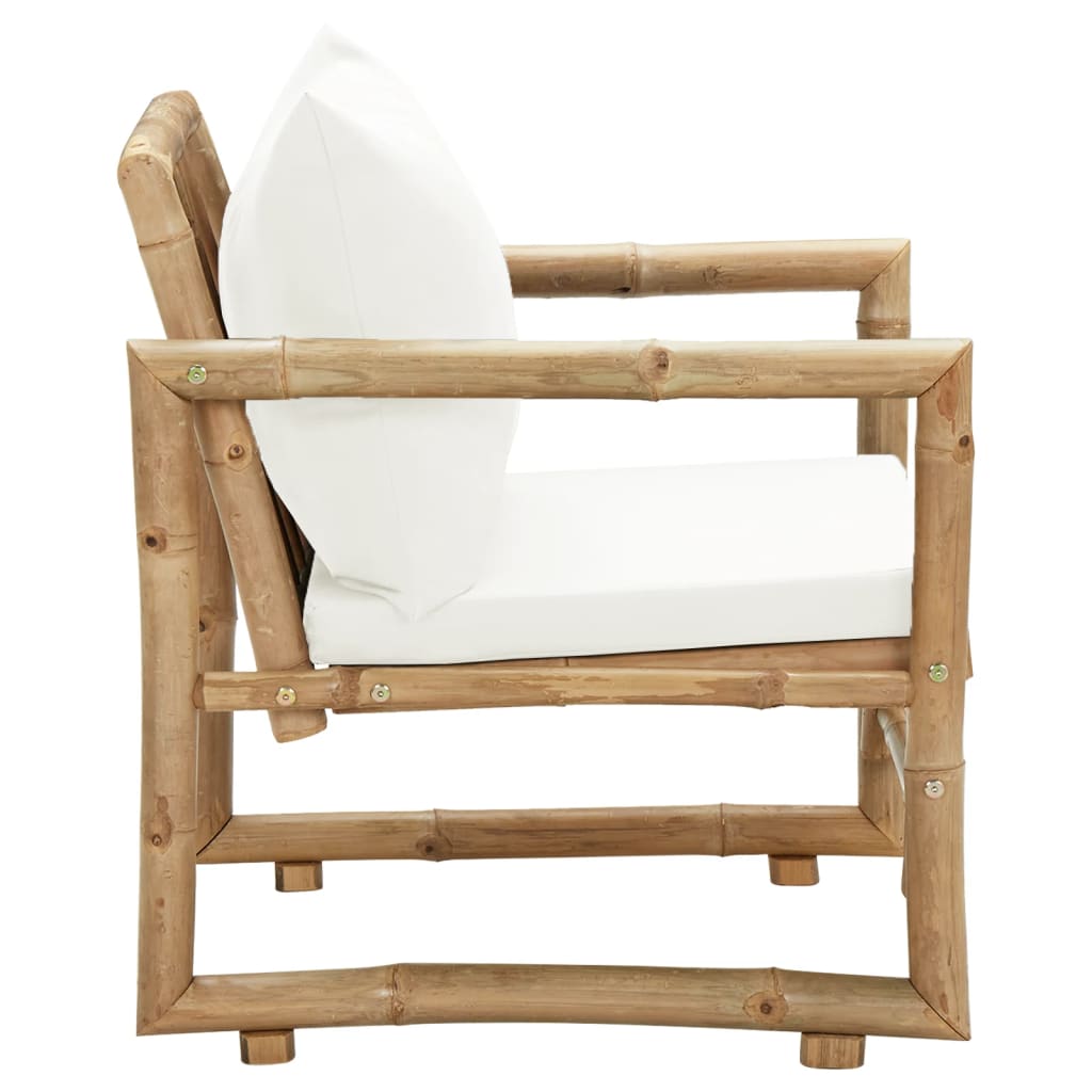 Cadeiras de jardim 2 pcs com almofadões e almofadas bambu