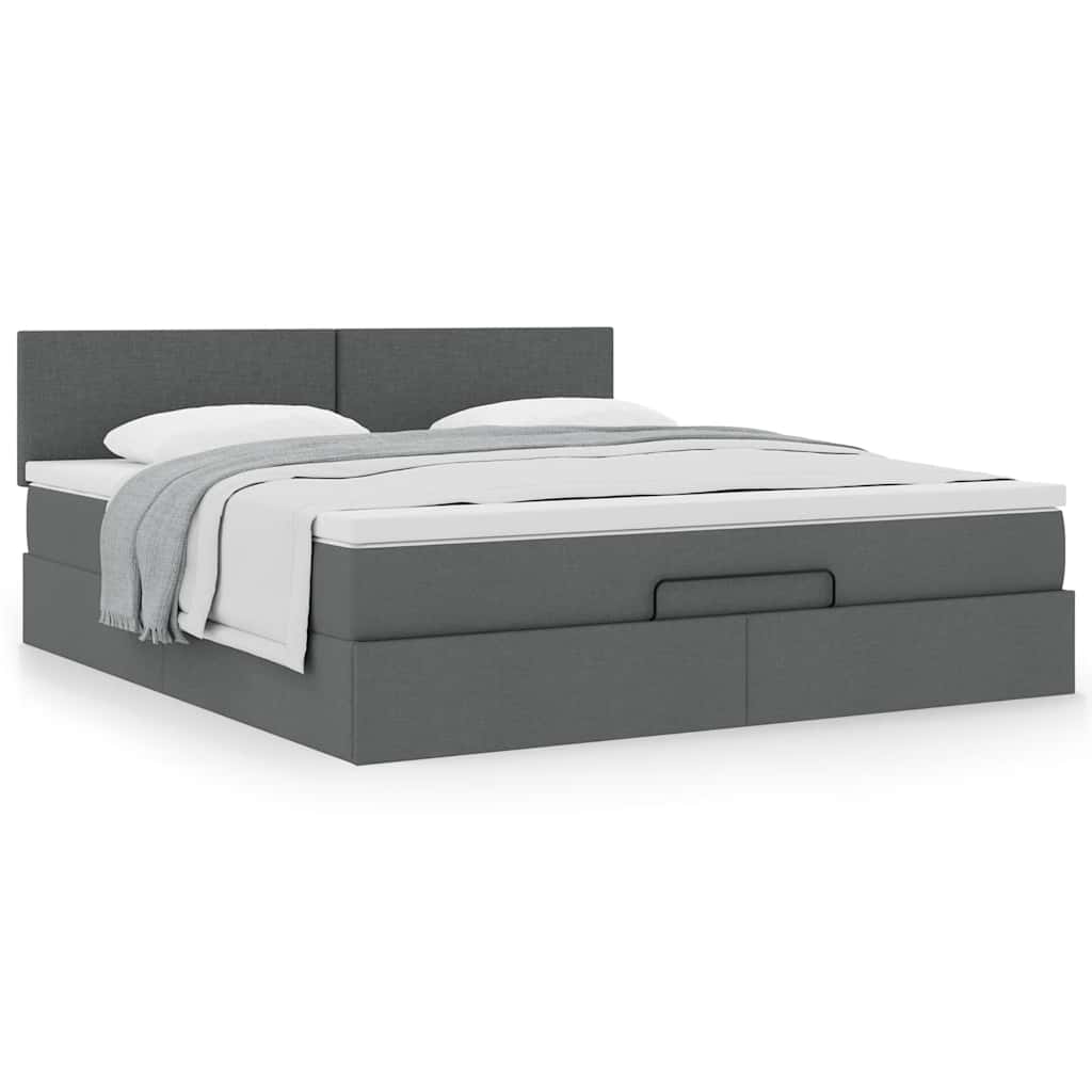 Estrutura de cama otomana com colchão 180x200cm cinzento escuro