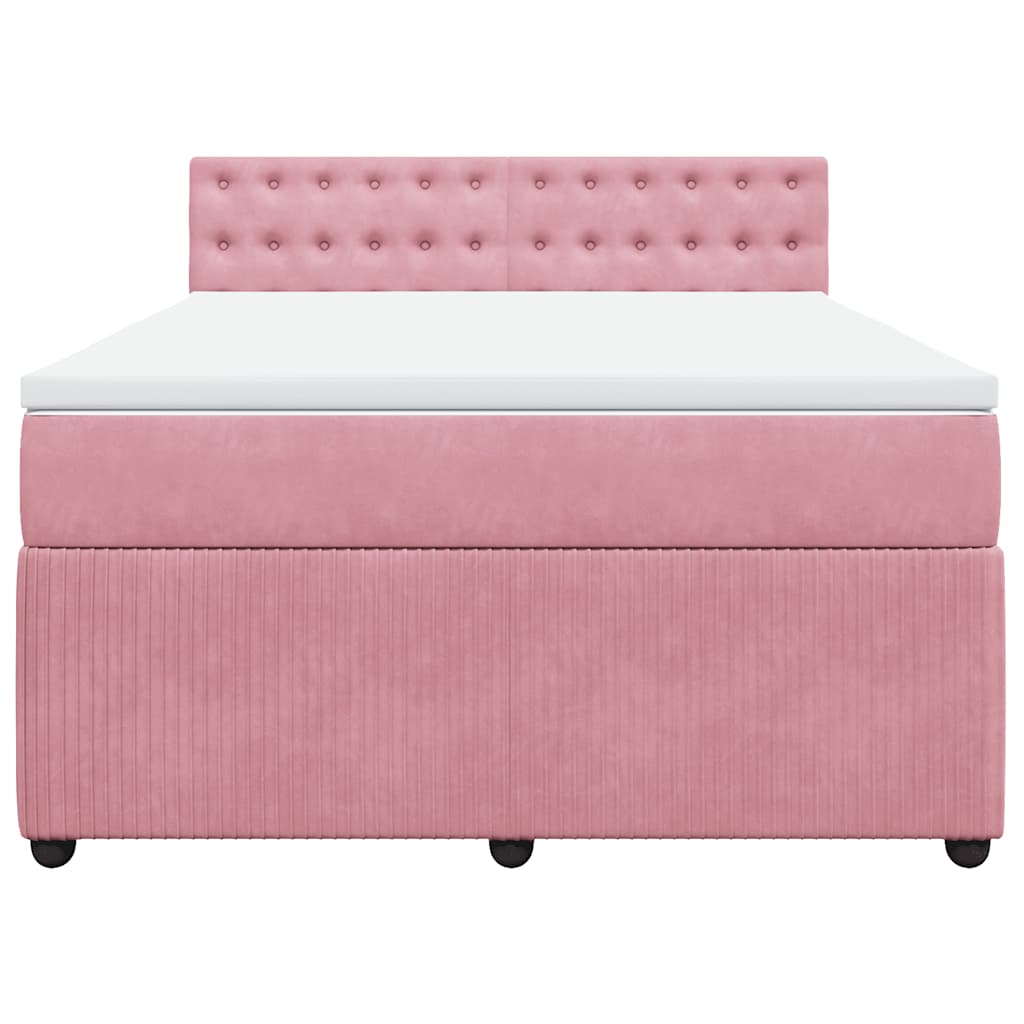 Cama com molas/colchão 160x200 cm veludo rosa