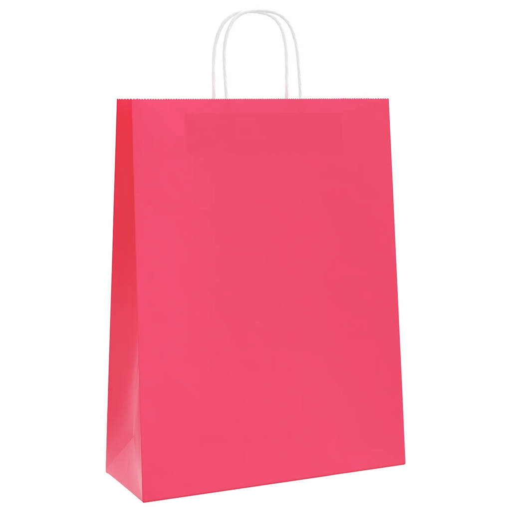 Sacos de papel 50 unid com alças rosa 32x12x42 cm