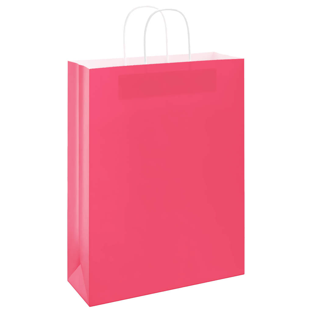 Sacos de papel 50 unid com alças rosa 32x12x42 cm