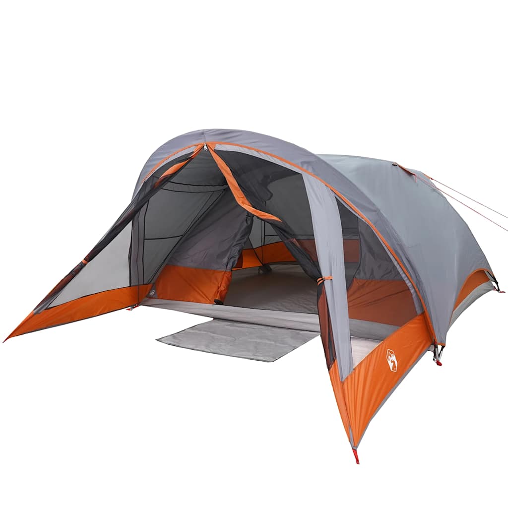 Tenda de campismo cabana p/ 4 pessoas impermeável cinza/laranja