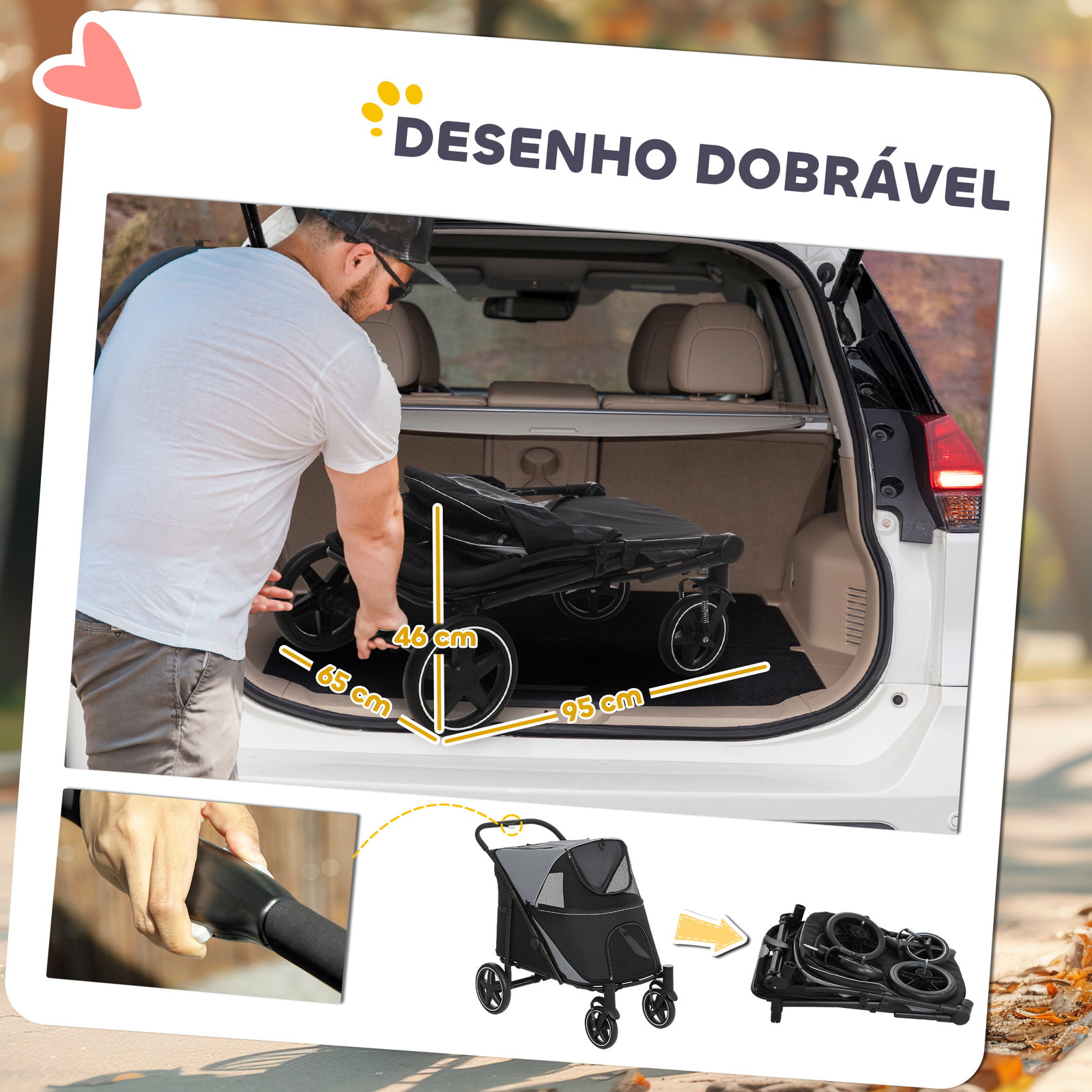 Carrinho para cães dobrável com janelas de malha cinto de segurança e bolsos de armazenamento 112x65x100 cm cinzento