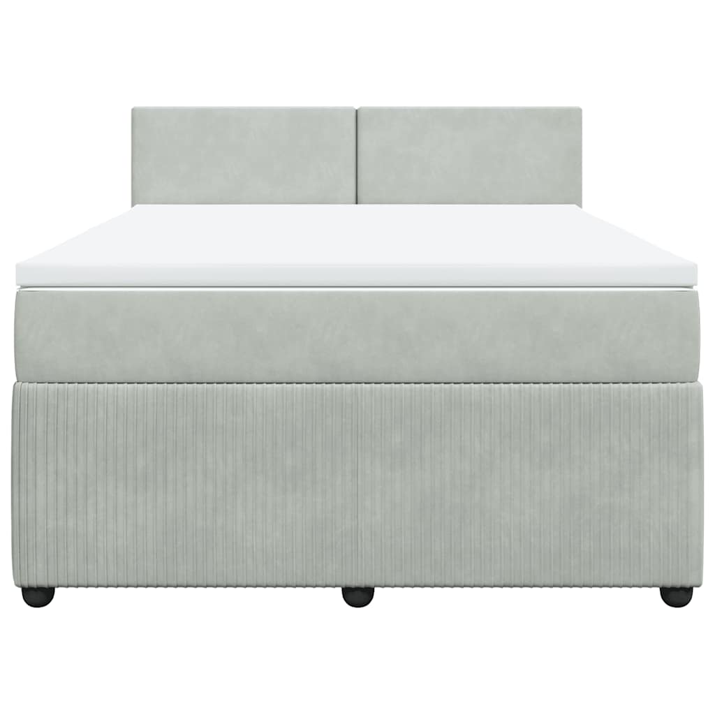Cama com molas/colchão 140x200 cm veludo cinzento-claro