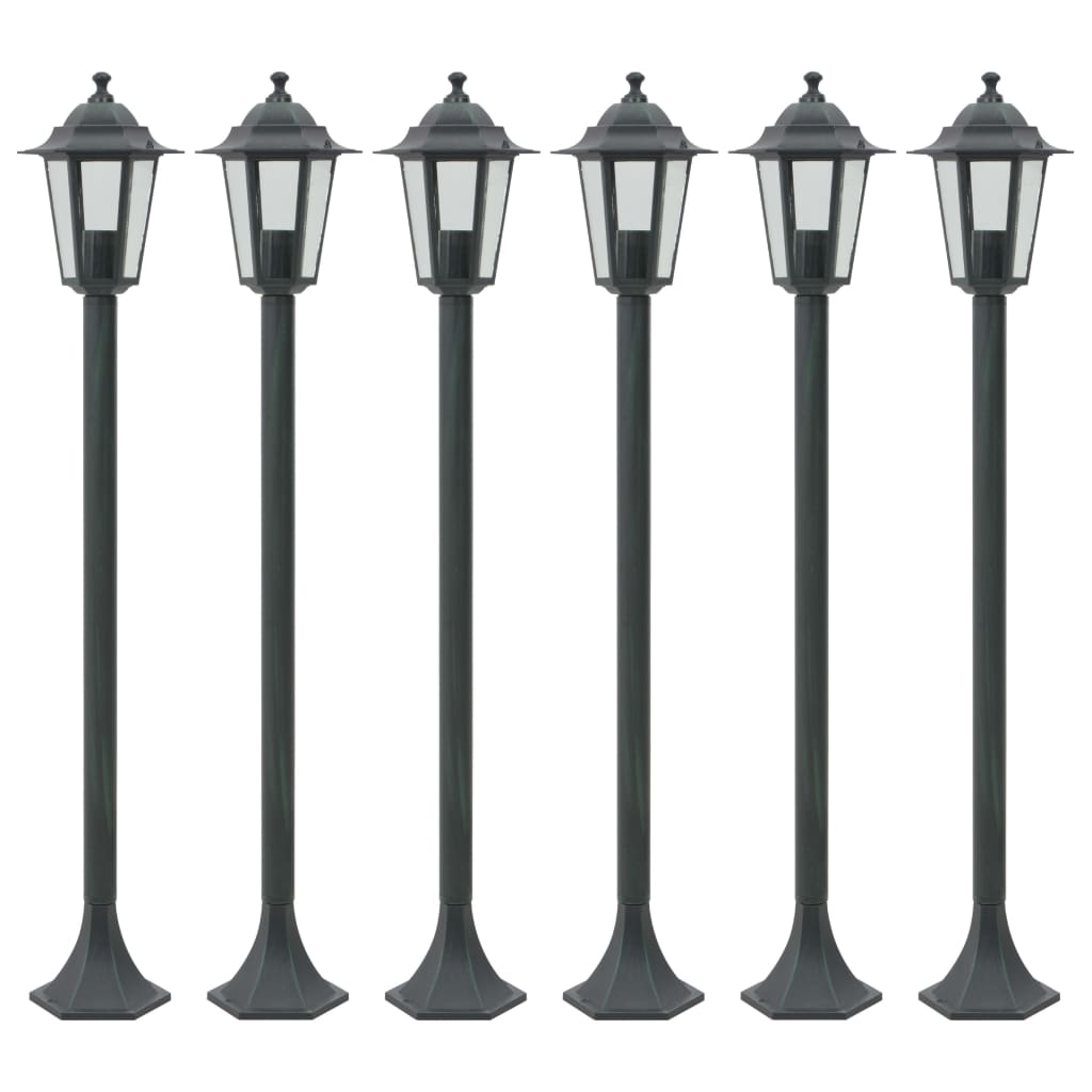 Candeeiros pé p/ jardim 6 pcs e27 110 cm alumínio verde escuro