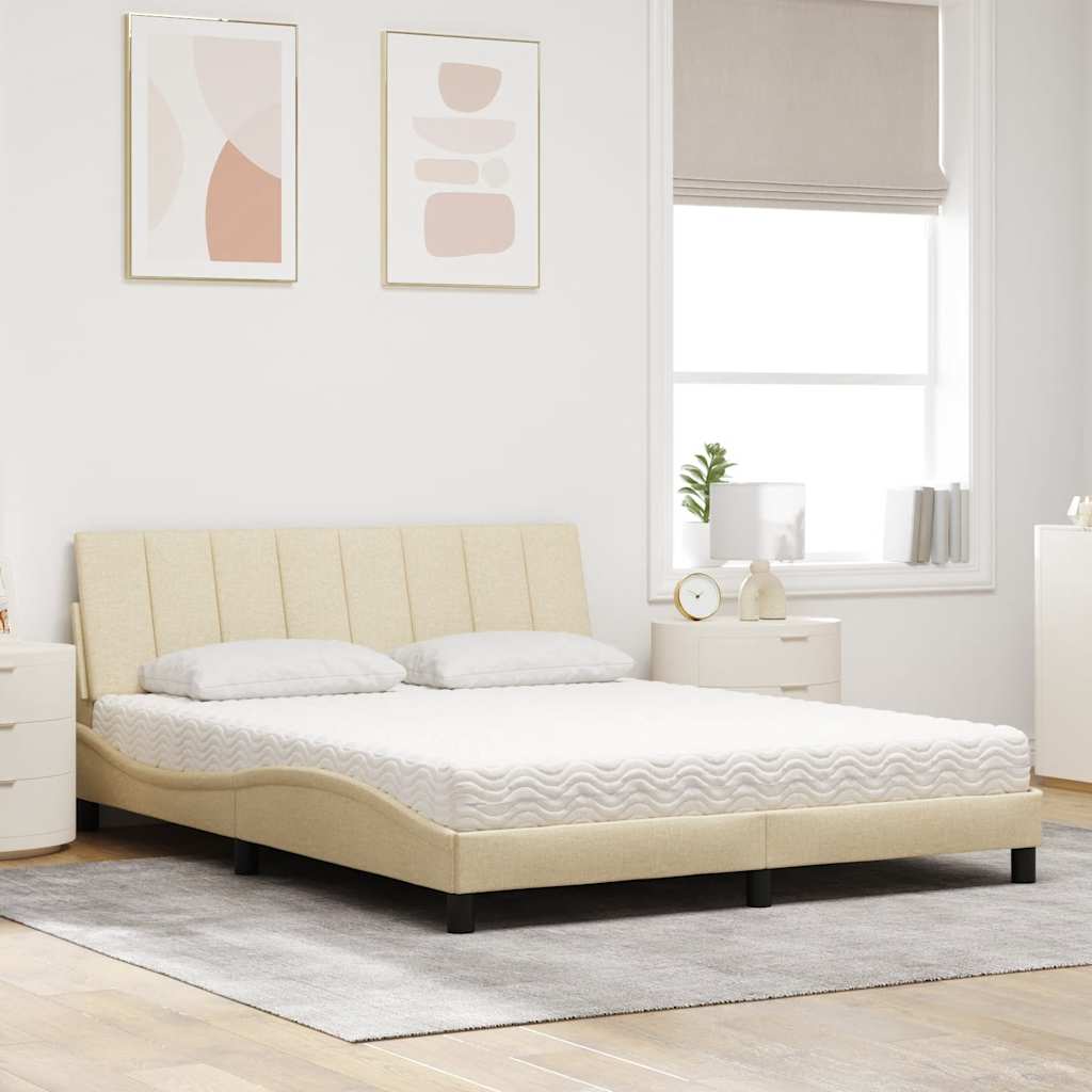 Cama com colchão hanko 160x200 cm tecido cor creme