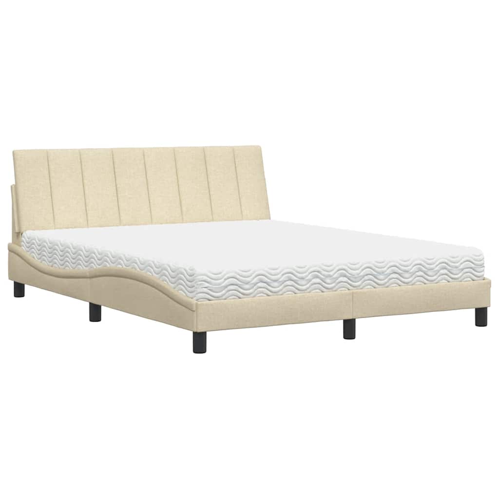 Cama com colchão hanko 160x200 cm tecido cor creme
