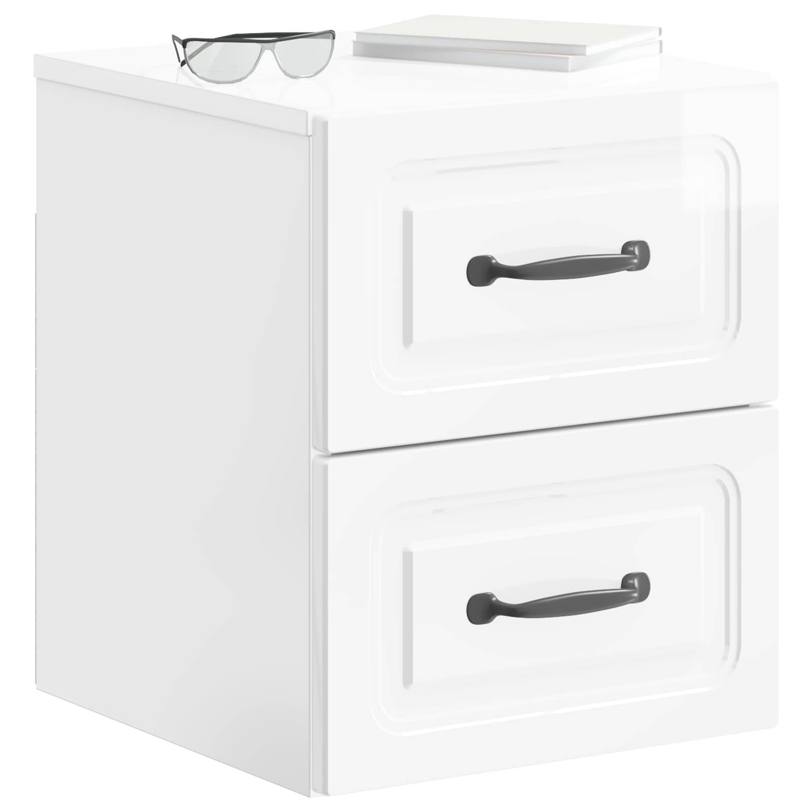 Gabinete de canto montado na parede com gaveta branco brilhante
