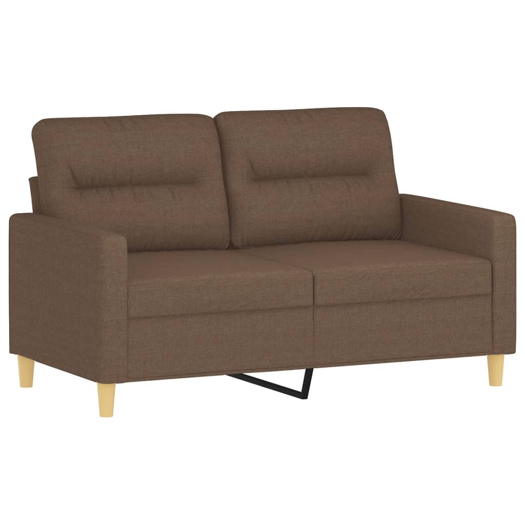 3 Pcs conjunto de sofás com almofadões tecido castanho