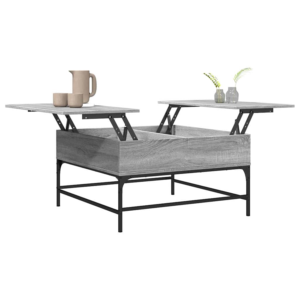 Mesa de centro 80x80x45cm deriv. madeira/metal cinzento sonoma