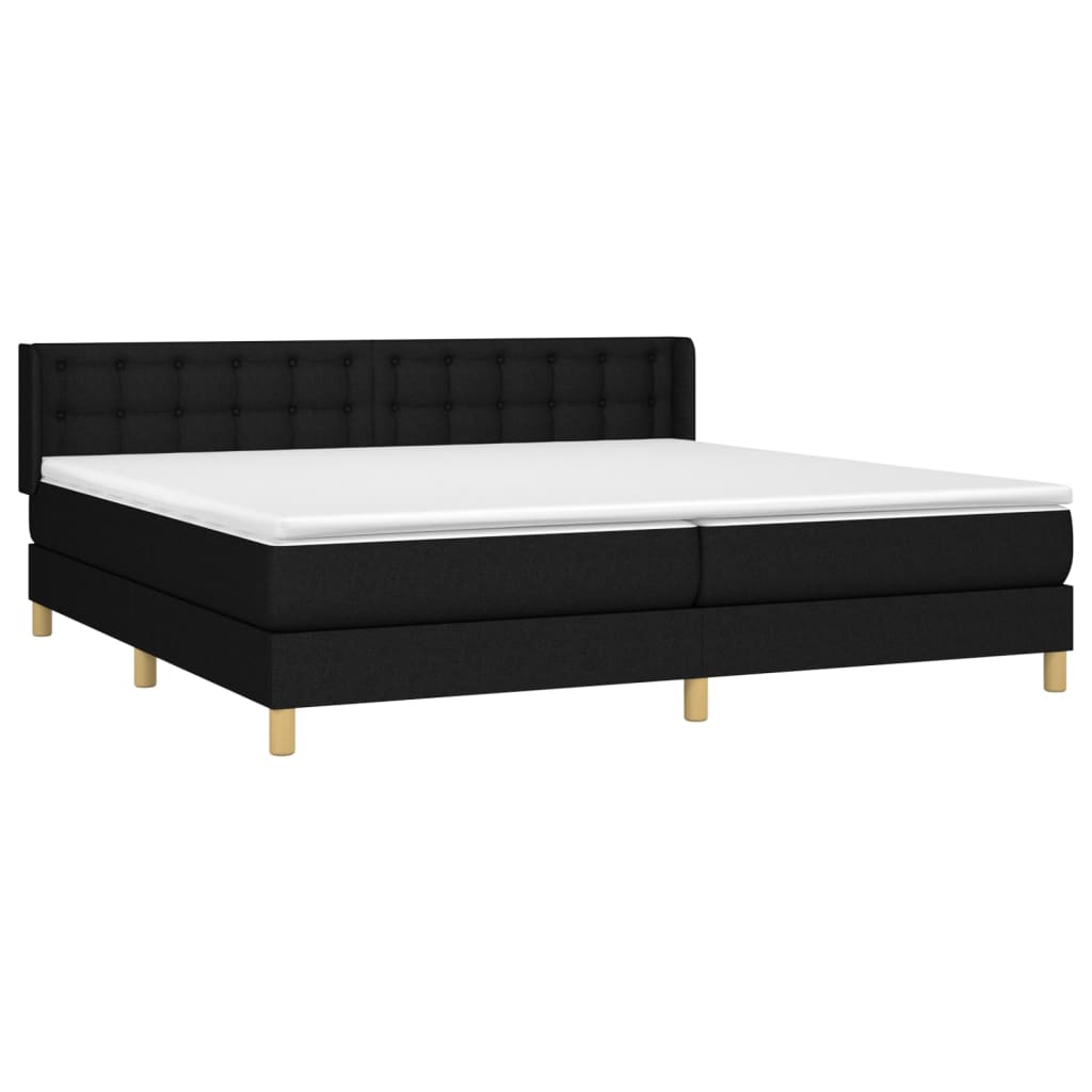 Cama com molas/colchão 180x200 cm tecido preto