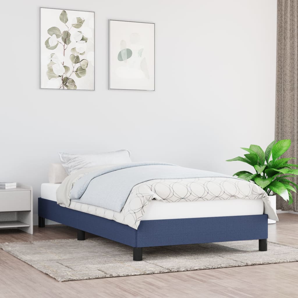 Estrutura de cama sem colchão 90x190 cm tecido azul