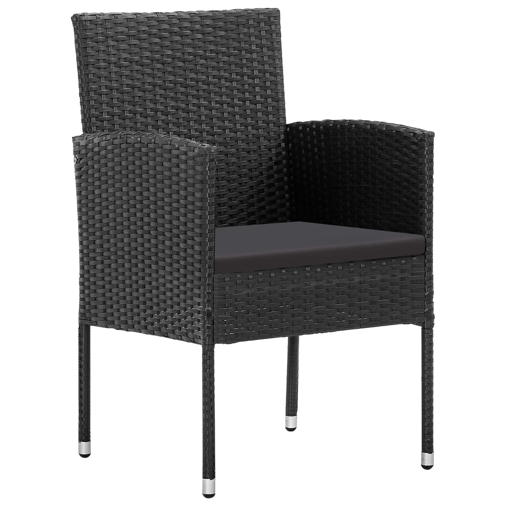 5 Pcs conjunto de jantar para jardim preto