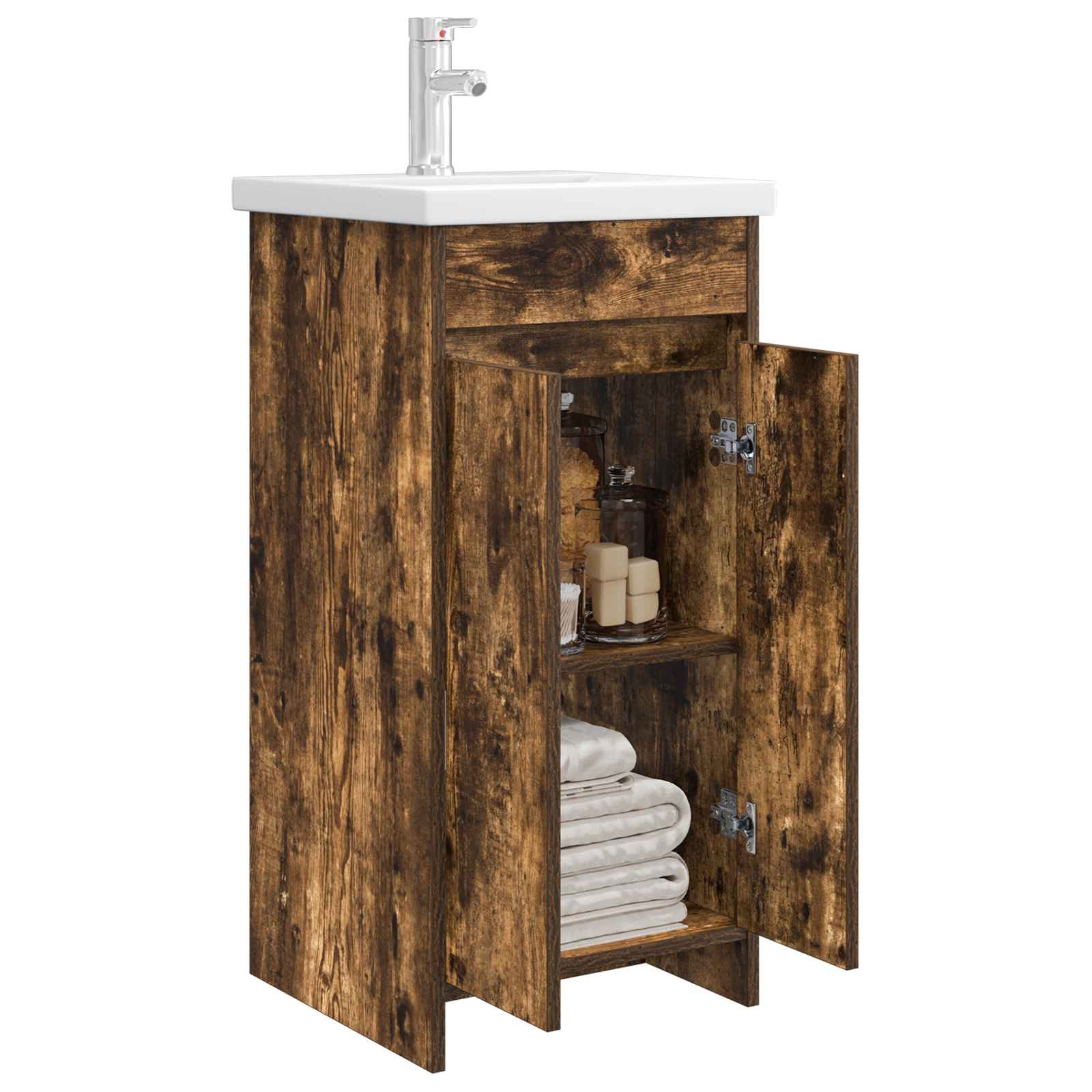 Gabinete de banheiro com pia carvalho fumado 42 x 40 x 84,5 cm