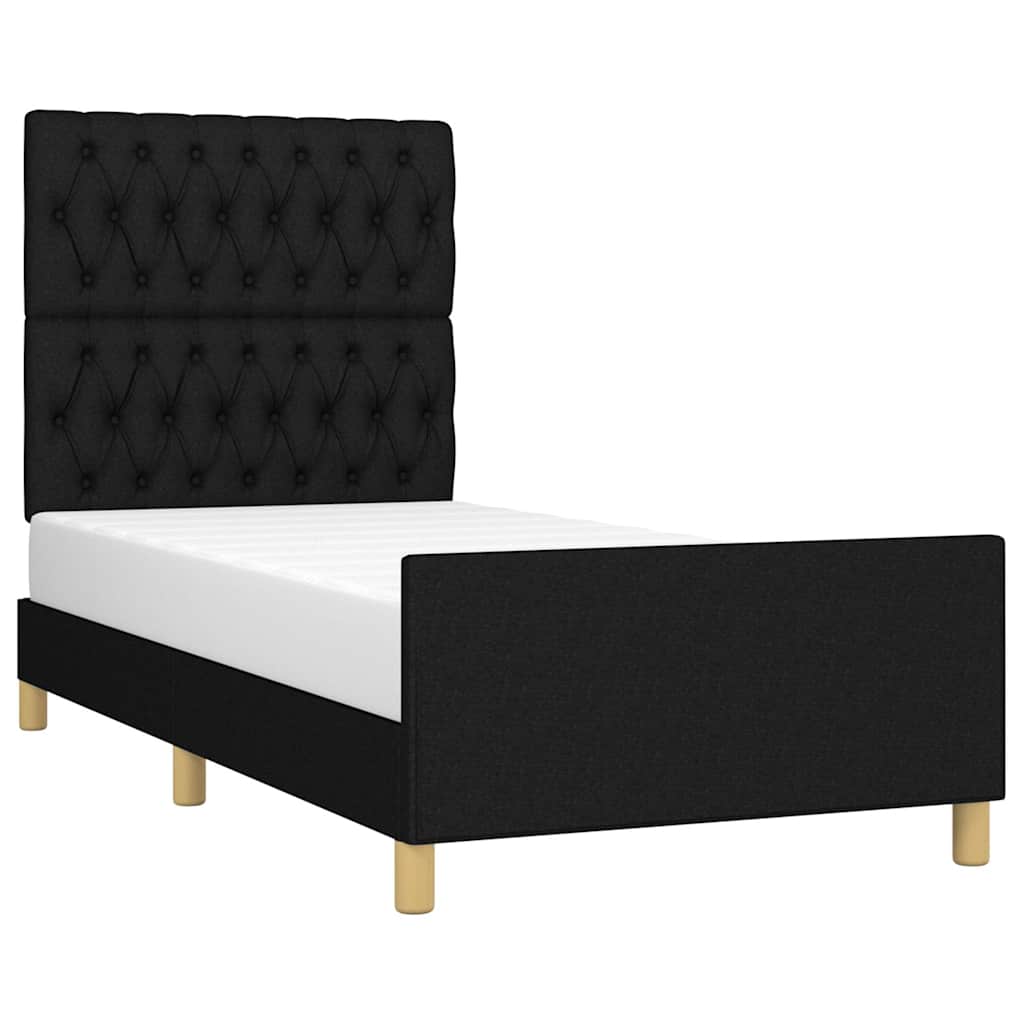 Estrutura de cama sem colchão 90x200 cm tecido preto