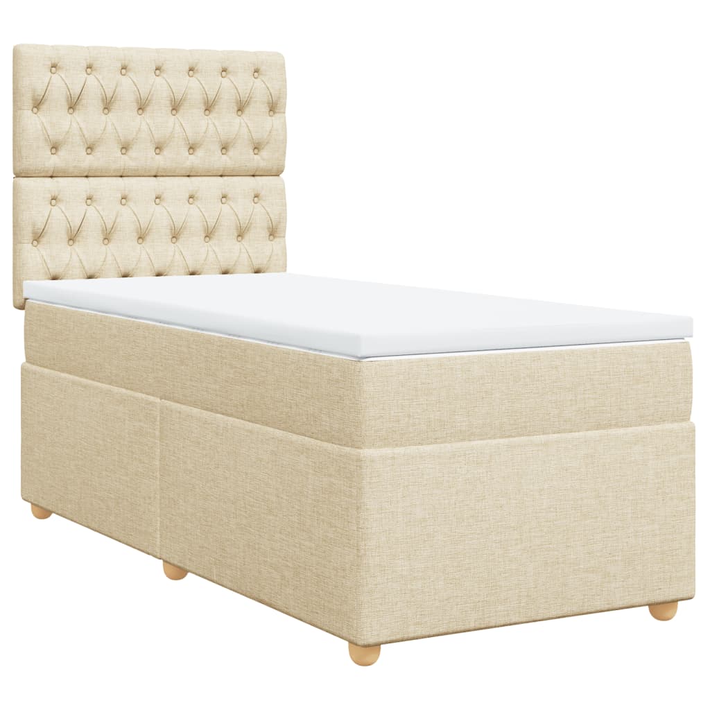 Cama com molas/colchão 90x190 cm tecido cor creme