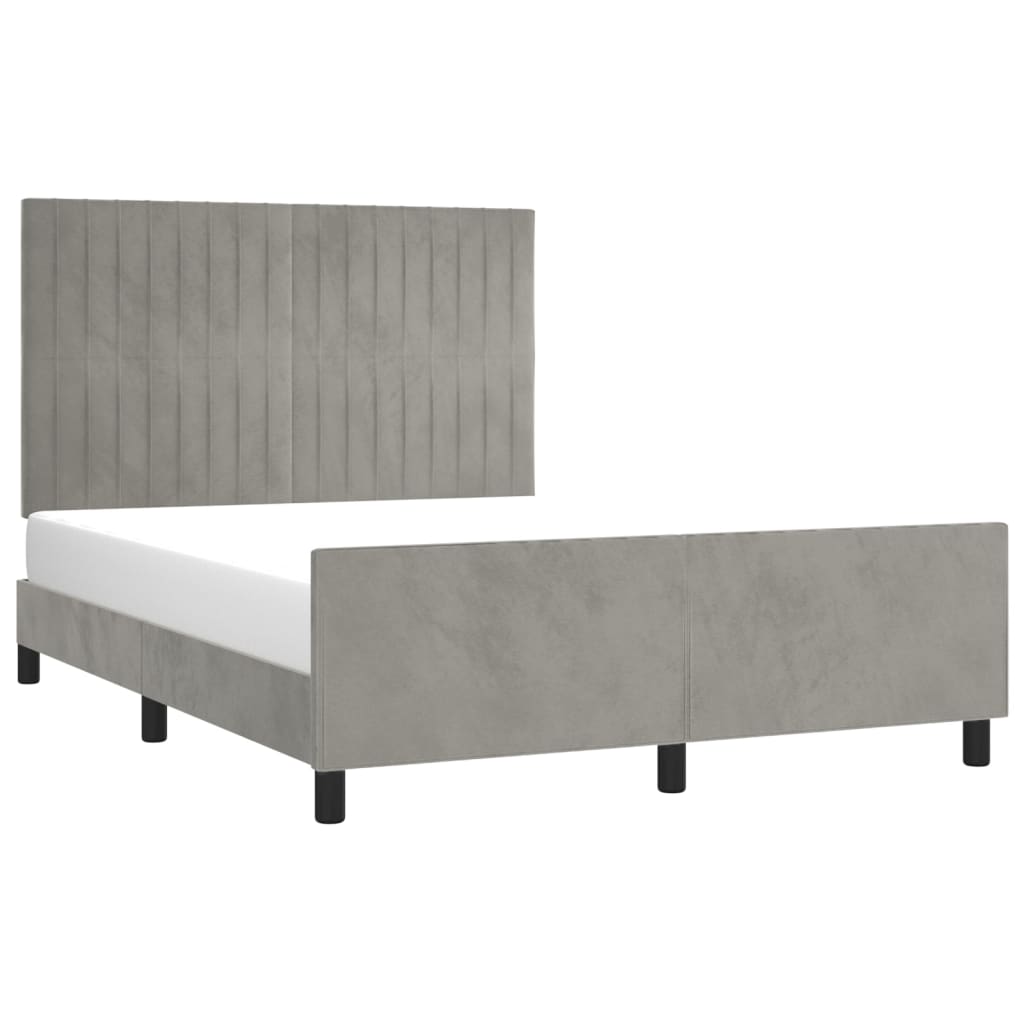 Estrutura de cama sem colchão 140x200 cm veludo cinzento-claro