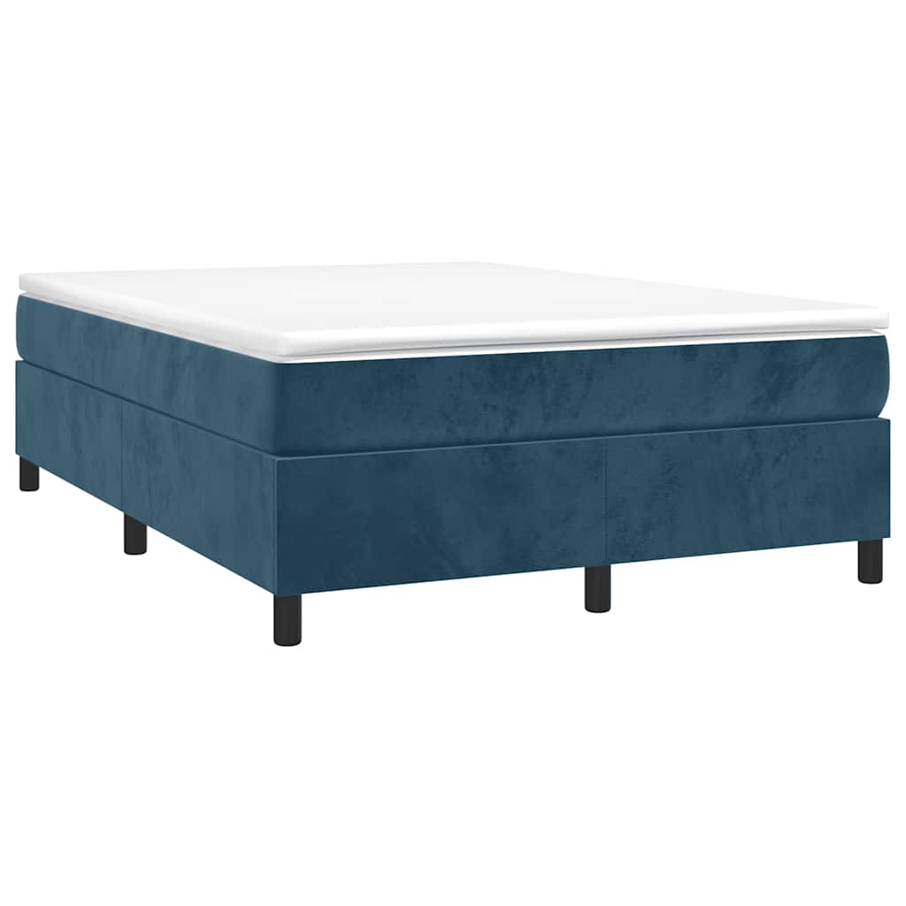 Estrutura de cama com molas 140x190 cm veludo azul-escuro
