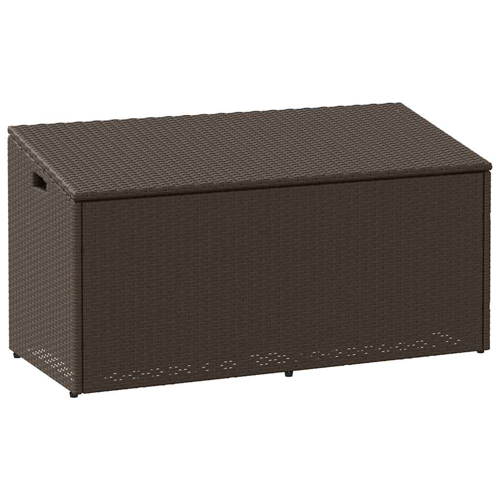 Caixa de arrumação para jardim 110x50x58 cm vime PE castanho