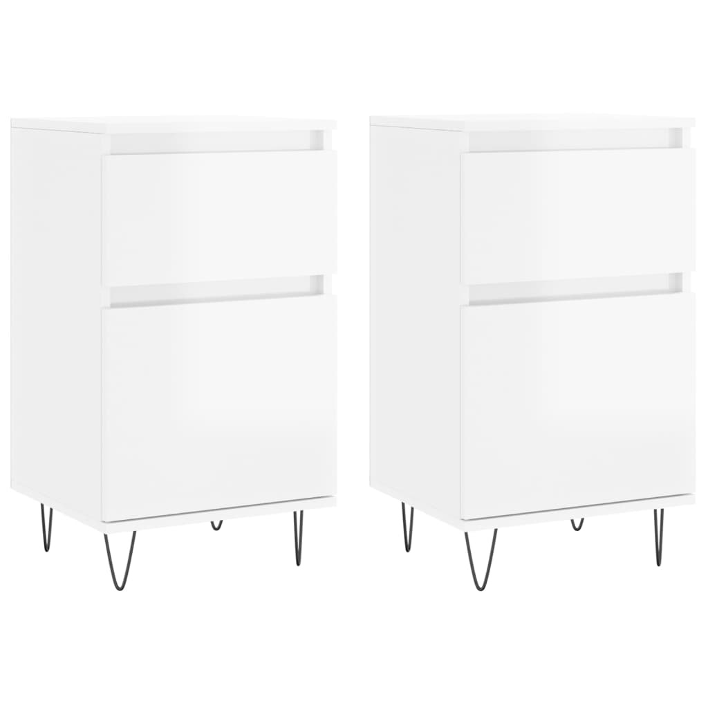 Aparadores 2 pcs 40x35x70 cm deriv. de madeira branco brilhante