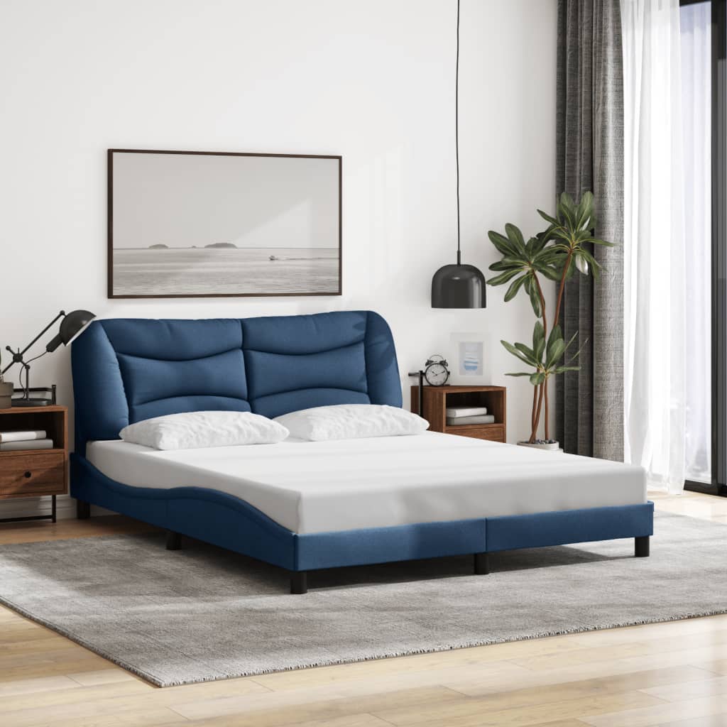 Estrutura de cama com LED sem colchão hvar 160x200 cm tecido azul
