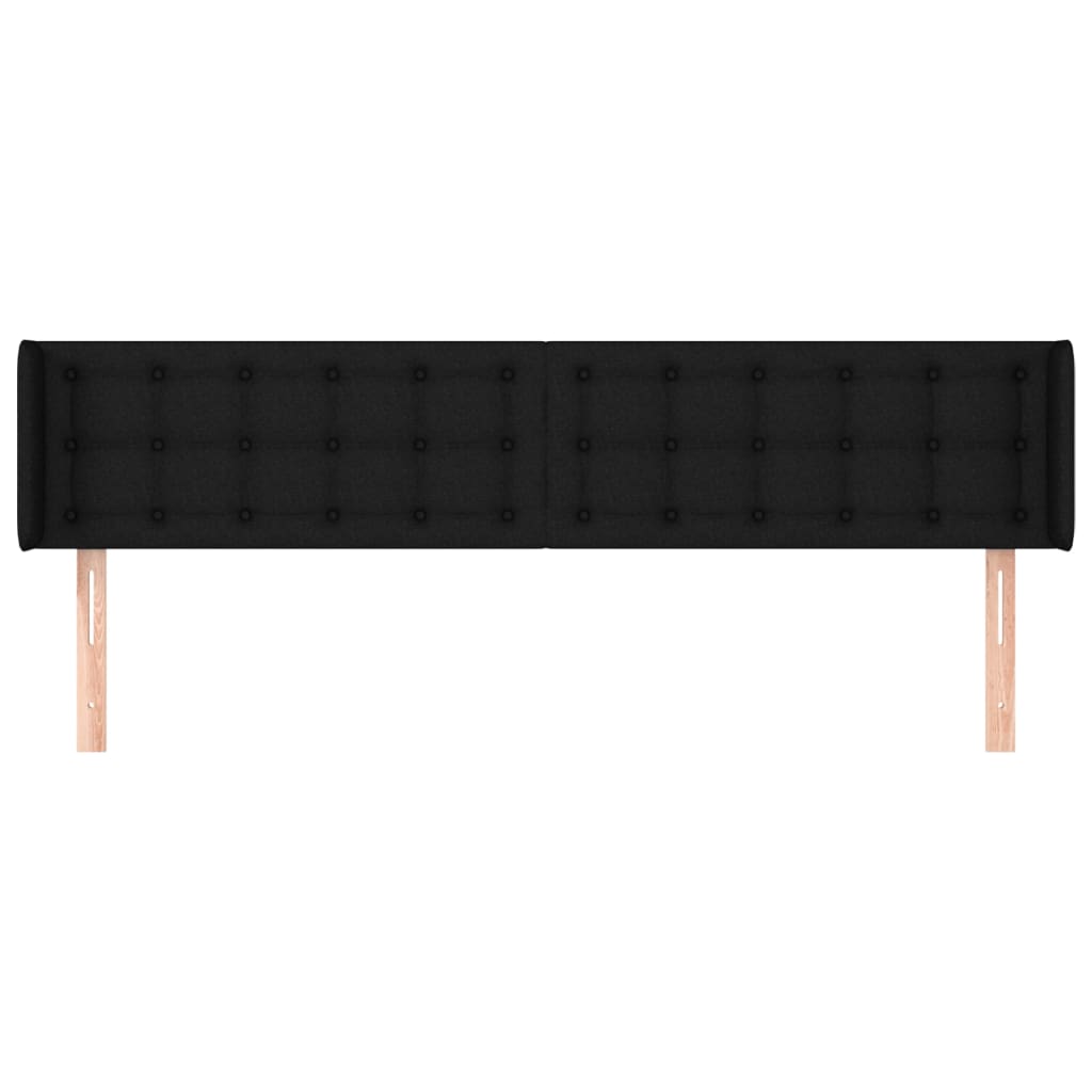 Cabeceira de cama c/ abas tecido 183x16x78/88 cm preto