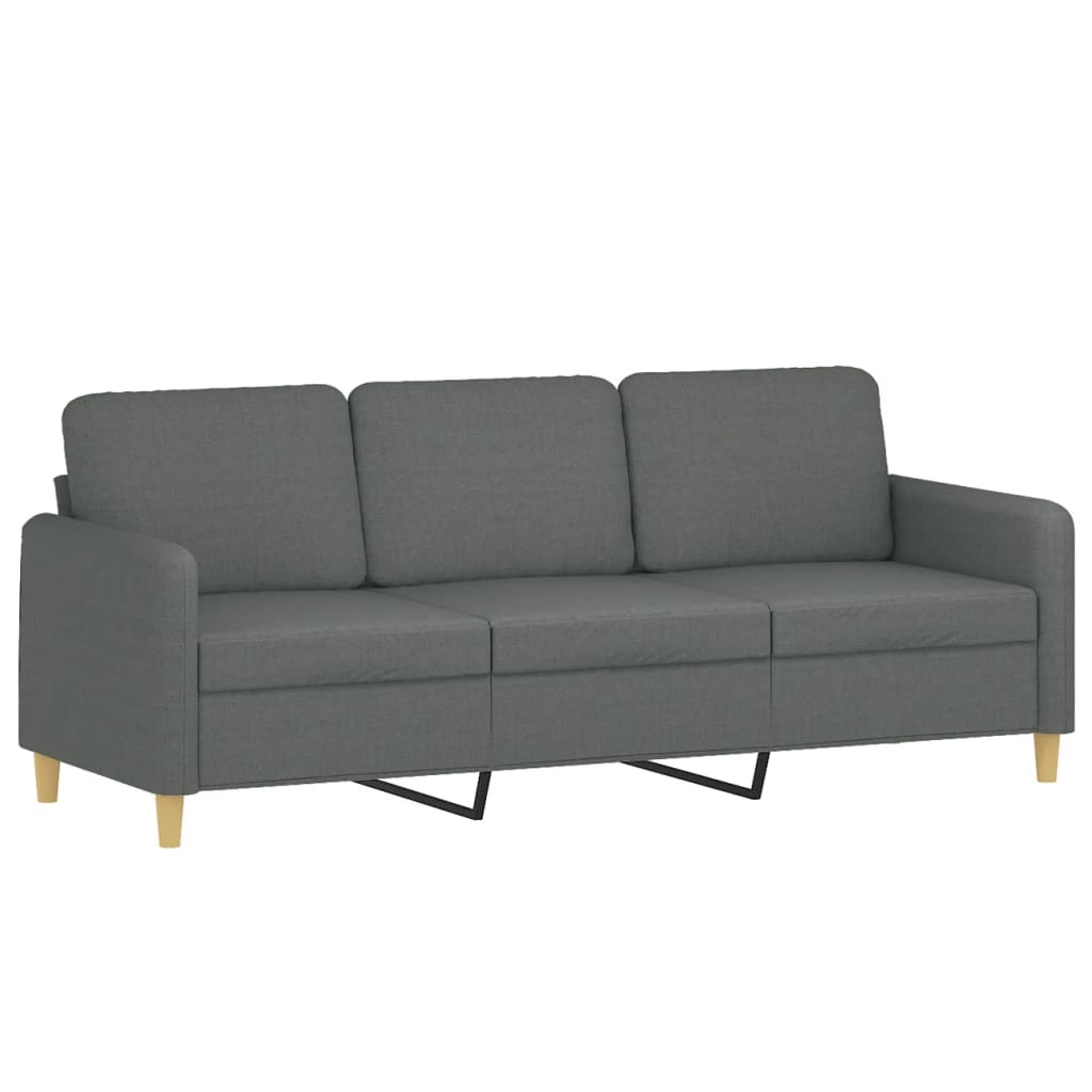 3 Pcs conjunto de sofás com almofadas tecido cinzento-escuro