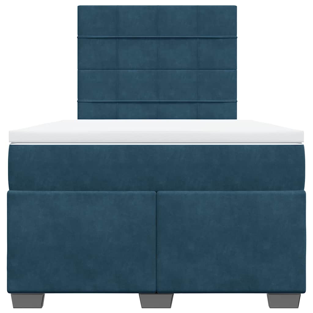Cama boxspring com colchão 120x200 cm veludo azul
