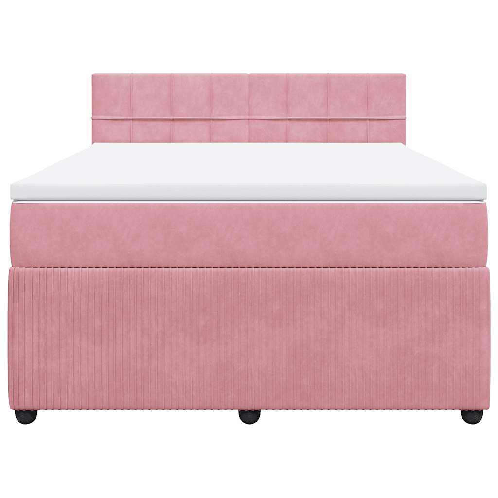 Cama com molas/colchão 140x200 cm veludo rosa