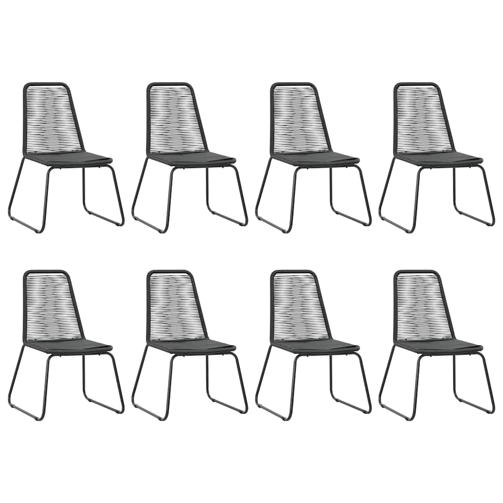 9 Pcs conjunto de jantar para jardim vime de PVC preto