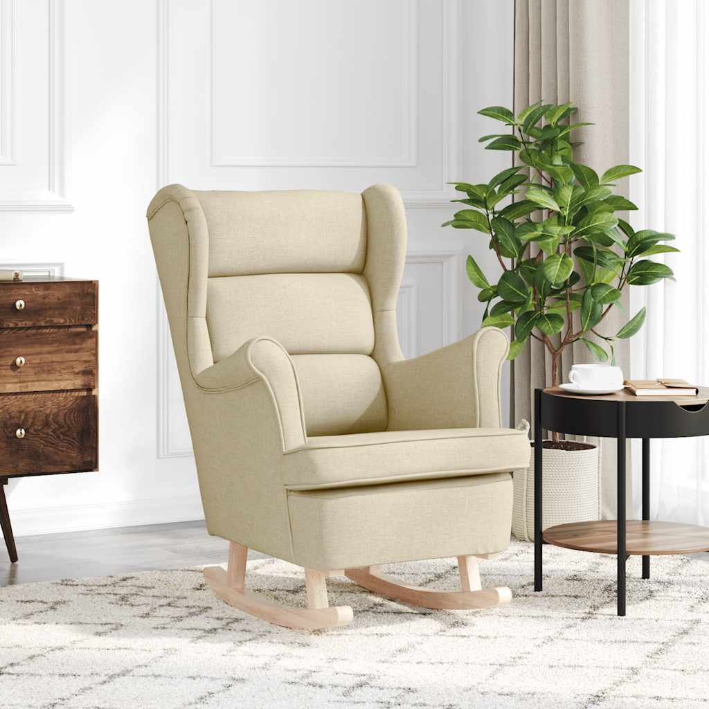 Cadeira de baloiço 74x90x102 cm tecido cor creme