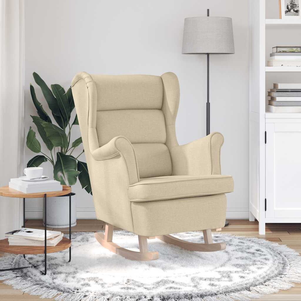Cadeira de baloiço 74x90x102 cm tecido cor creme