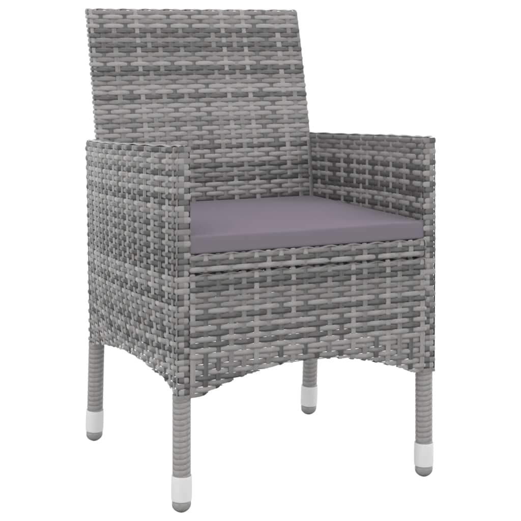 5 Pcs conjunto de jantar p/ jardim c/almofadões vime PE e vidro