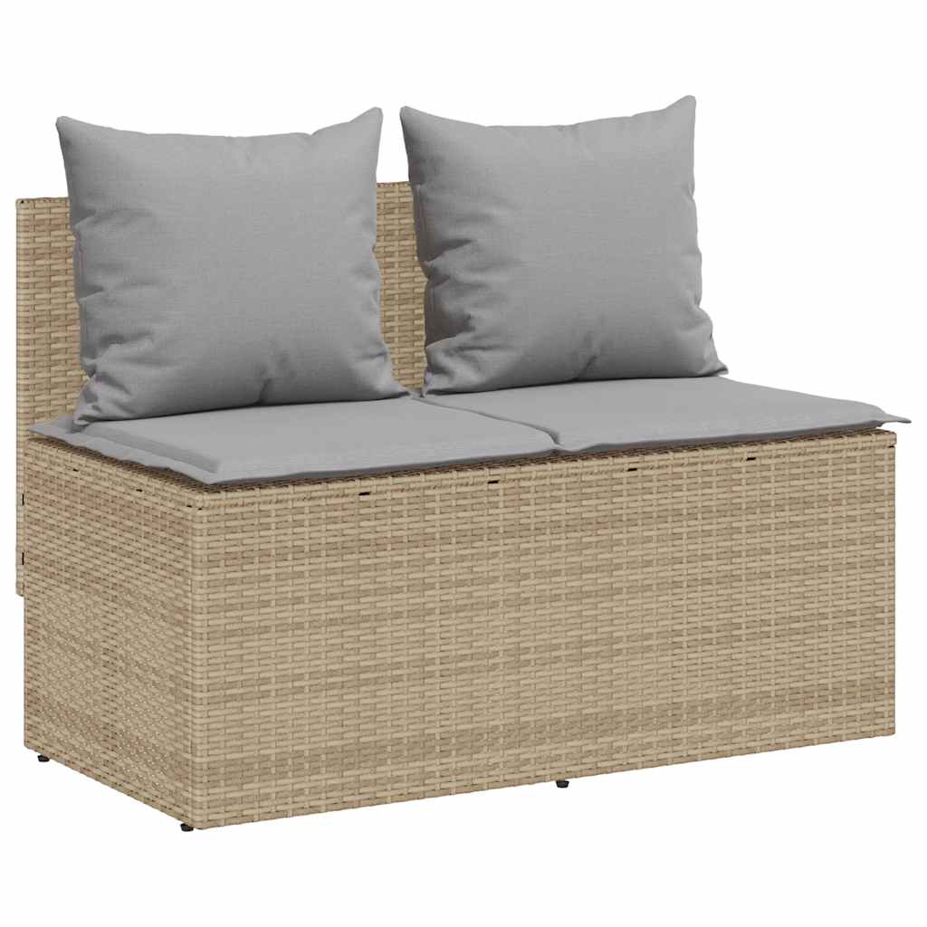 3 Pcs conjunto de jantar p/ jardim com almofadões vime PE bege