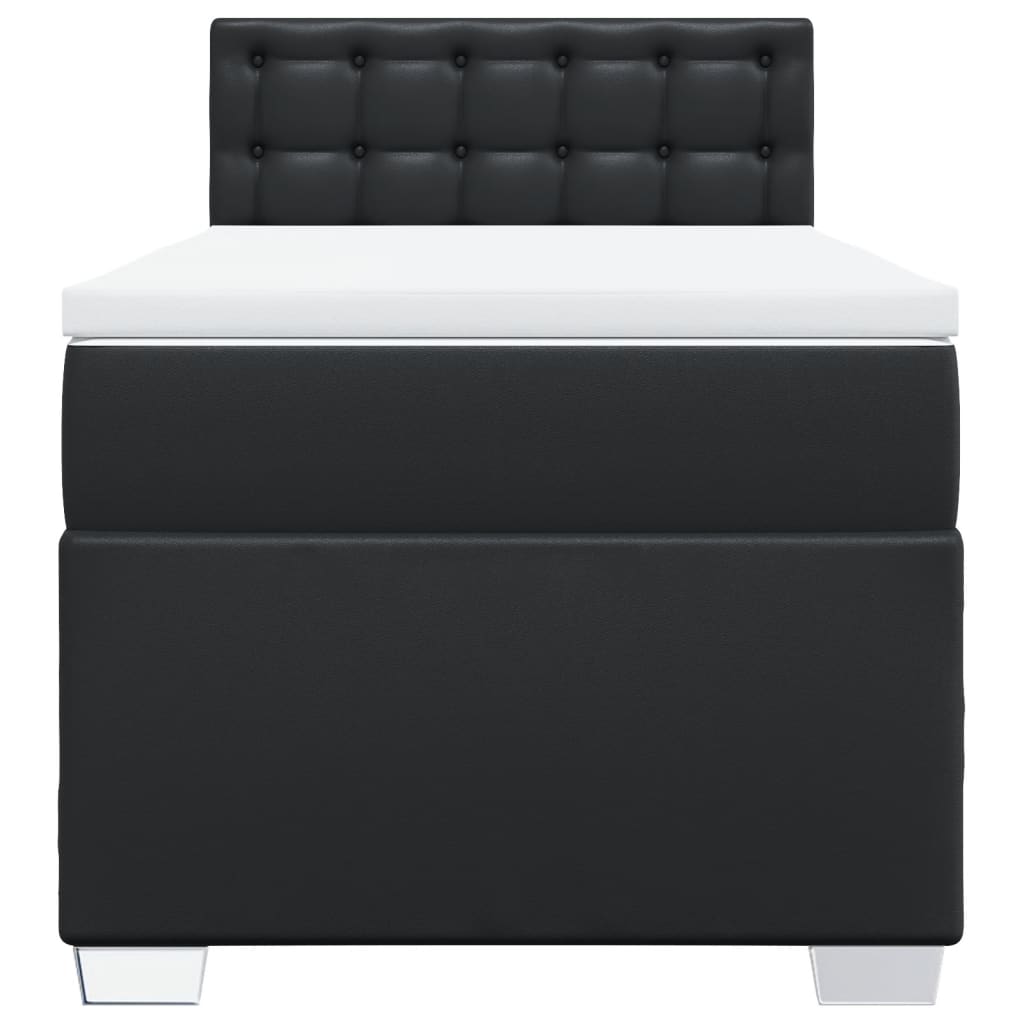 Cama com molas/colchão 90x200 cm couro artificial preto