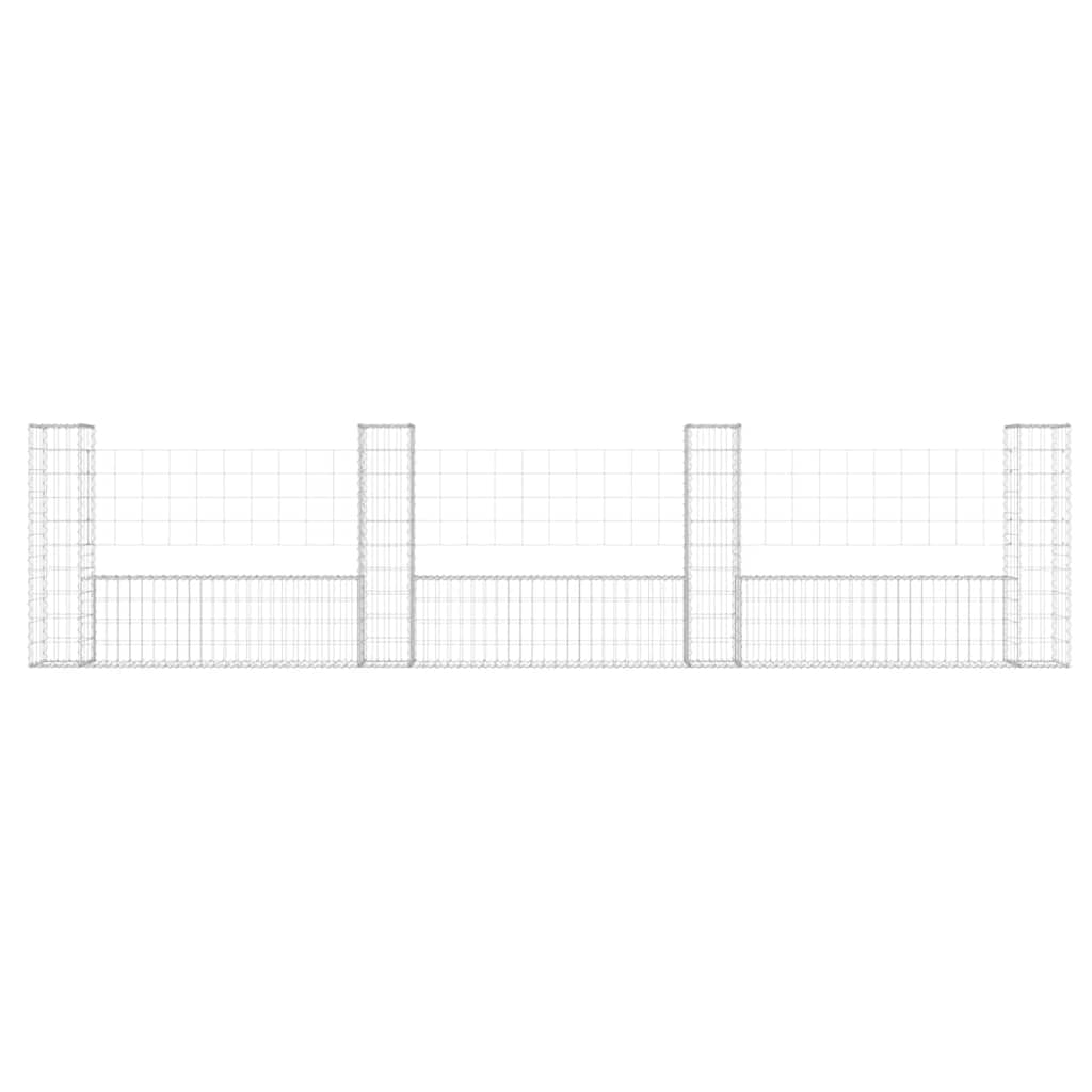 Cesto gabião em forma de u c/ 4 postes 380x20x100 cm ferro