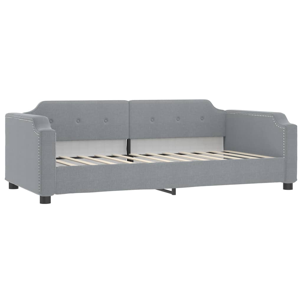 Sofá-cama com colchão 90x200 cm tecido cinzento-claro
