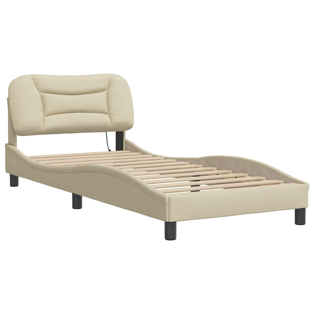 Estrutura de cama sem colchão hvar 90x200 cm tecido creme