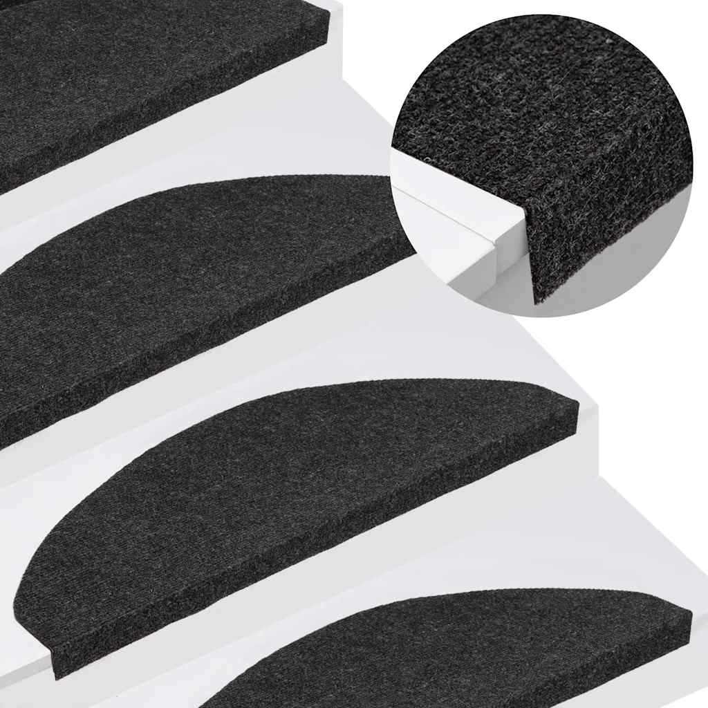 Tapetes de escada adesivos 20 pcs 65x22,5x3,5 cm preto