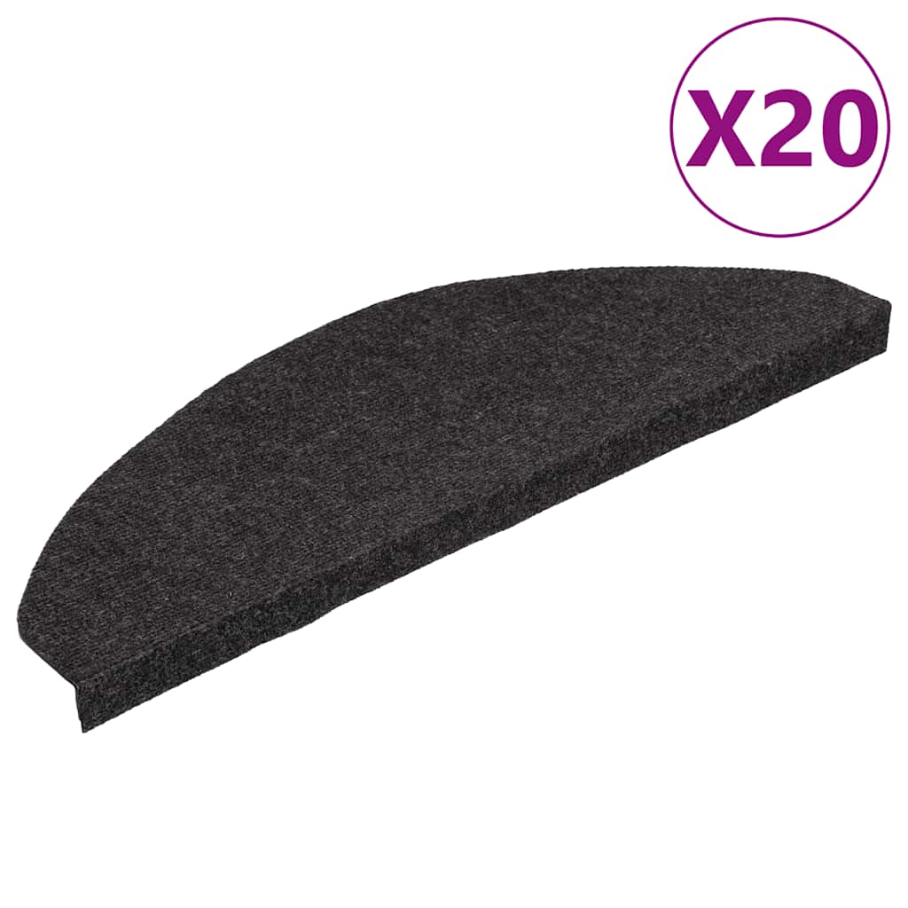 Tapetes de escada adesivos 20 pcs 65x22,5x3,5 cm preto