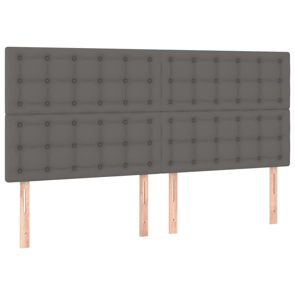 Cabeceira cama c/ LED 200x5x118/88cm couro artificial cinzento