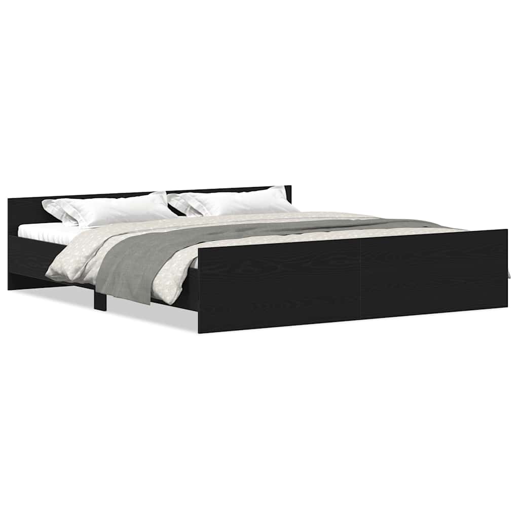 Estrutura de cama sem colchão em carvalho preto 180x200 cm, madeira projetada