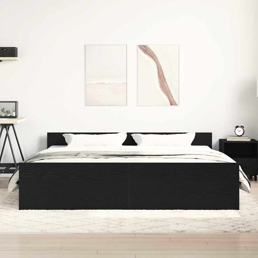 Estrutura de cama sem colchão em carvalho preto 180x200 cm, madeira projetada
