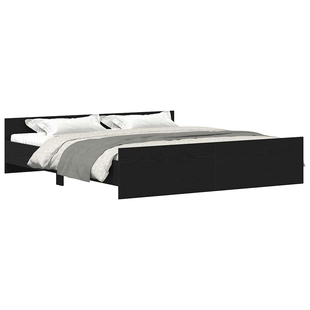 Estrutura de cama sem colchão em carvalho preto 180x200 cm, madeira projetada
