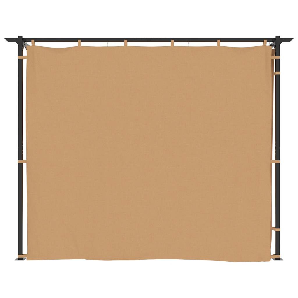 Gazebo com cortinas 3x3 m aço cinzento-acastanhado